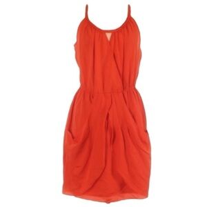 Nicole Miller Summer Braided Collar Sleeveless tulip hem chiffon dress pockets